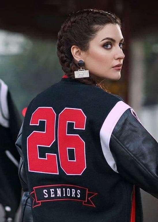 Custom varsity and letterman jackets worn by students