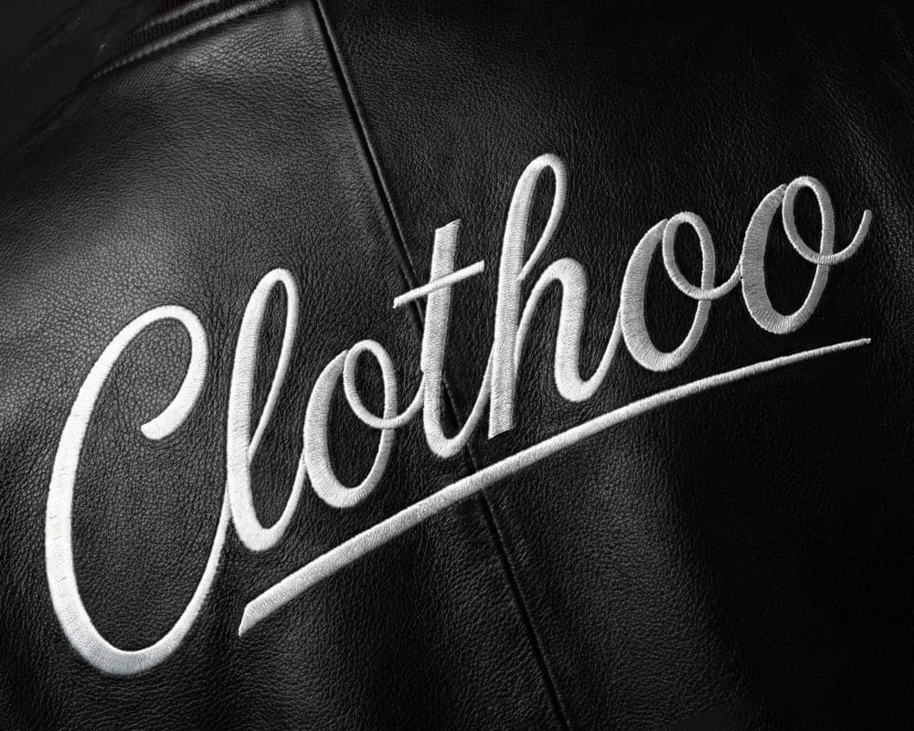 Direct embroidery on leather jacket