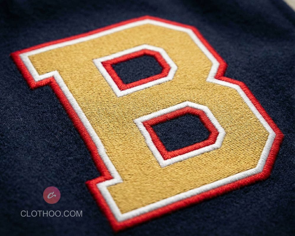 Direct embroidered letter example