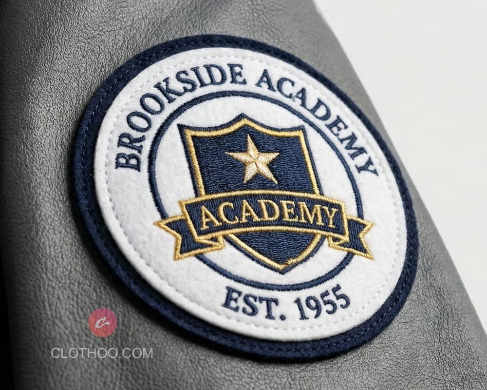 Felt embroidered school crest sleeve patch