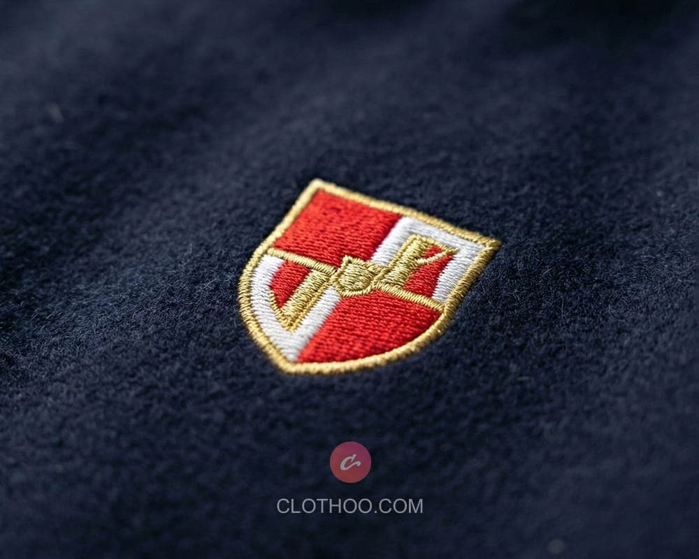 Logo embroidery close-up