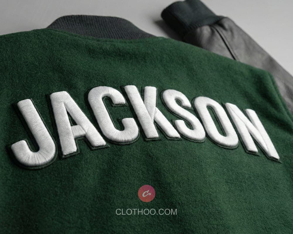 Puffed name on jacket back
