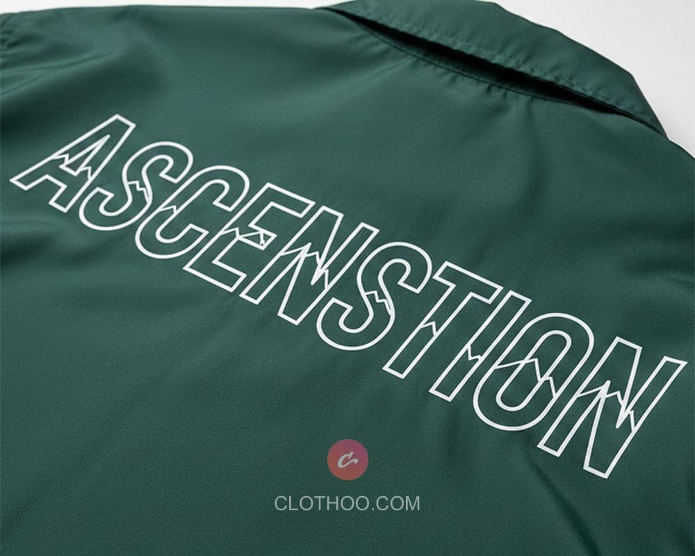 Screen printed coach jacket back