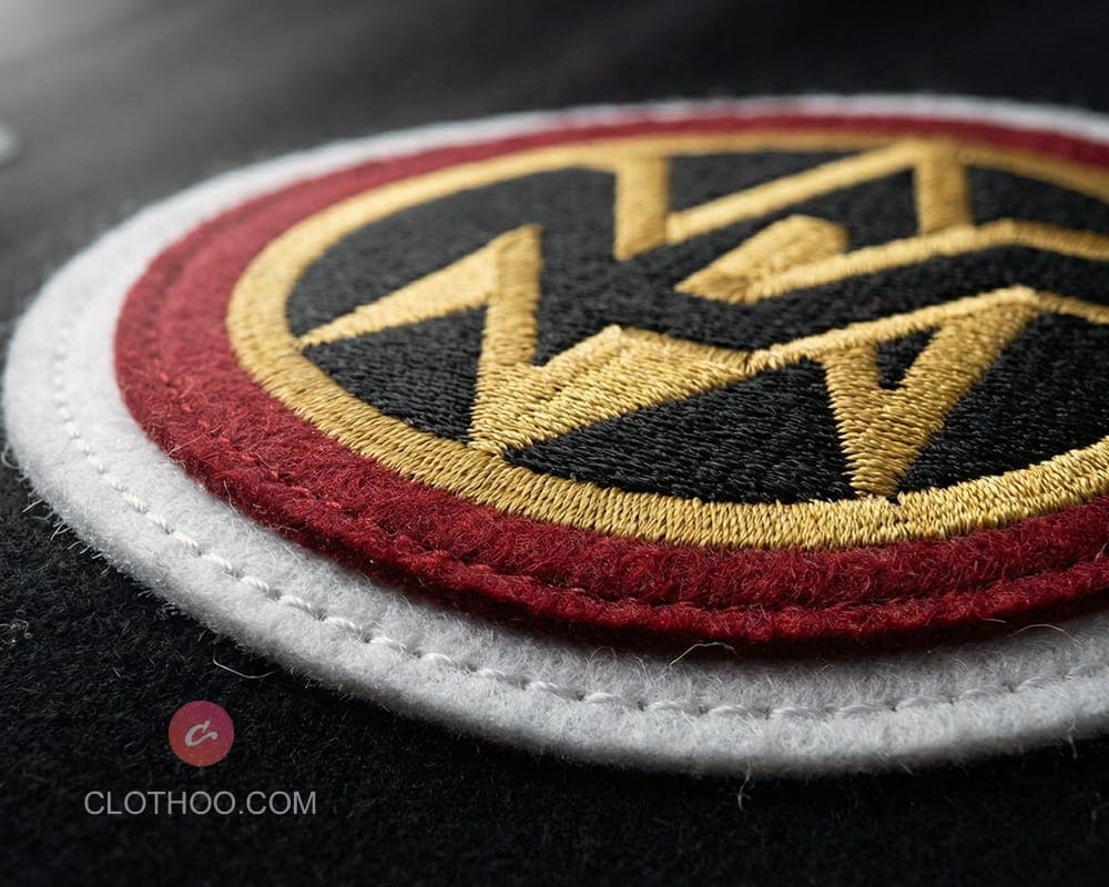 Felt patch with clean border stitching