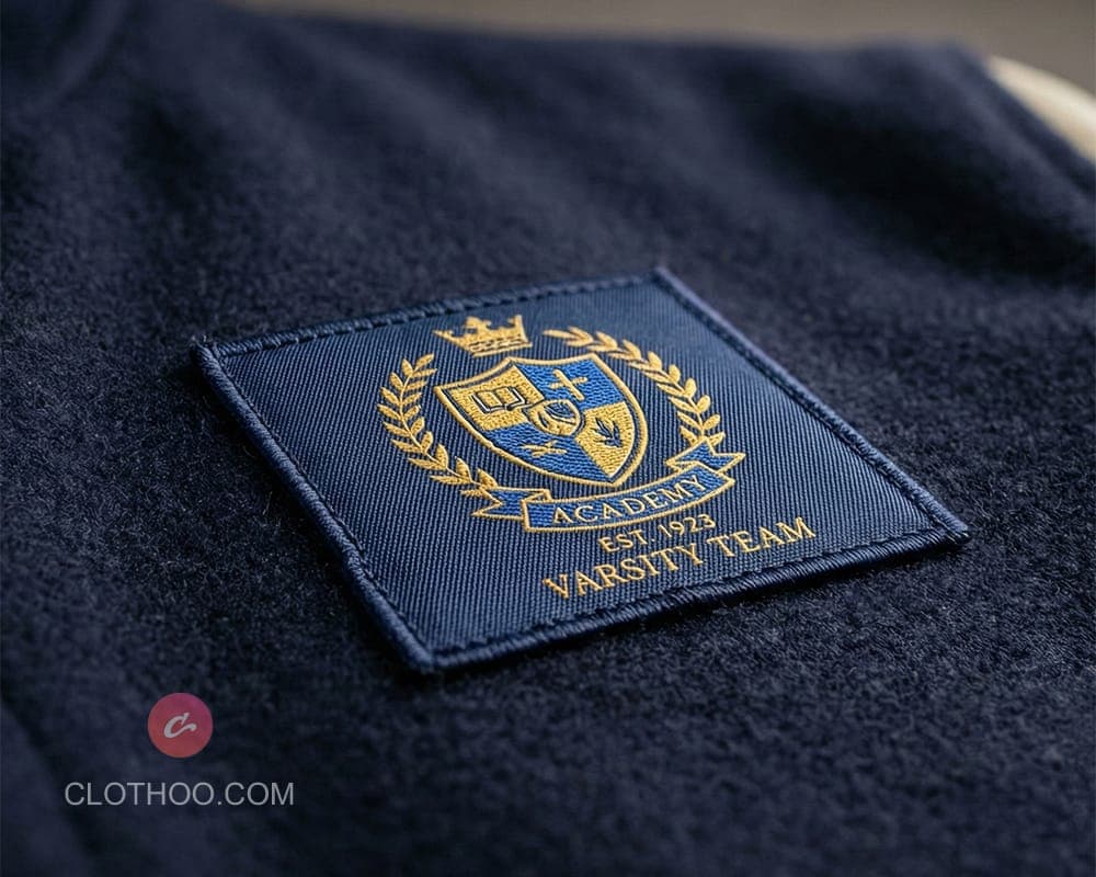 Woven patch macro showing fine threads